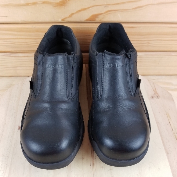 Wolverine Women's Black Leather Safety Steel Toe Shoes Loafers Slip-on W02673 - Picture 3 of 13